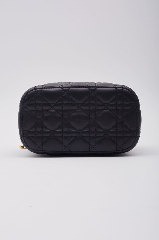 CHRISTIAN DIOR DIOR LAMBSKIN CANNAGE SMALL DIORTRAVEL VANITY CASE BLACK