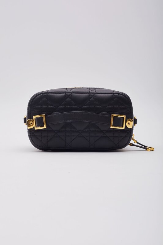 CHRISTIAN DIOR DIOR LAMBSKIN CANNAGE SMALL DIORTRAVEL VANITY CASE BLACK