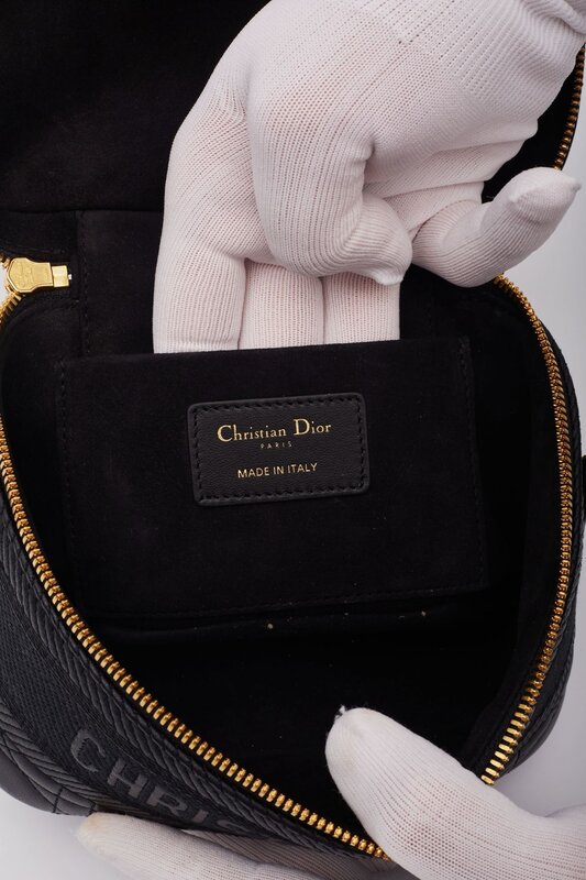 CHRISTIAN DIOR DIOR LAMBSKIN CANNAGE SMALL DIORTRAVEL VANITY CASE BLACK