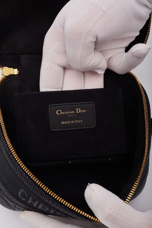 CHRISTIAN DIOR LAMBSKIN CANNAGE SMALL DIORTRAVEL VANITY CASE BLACK