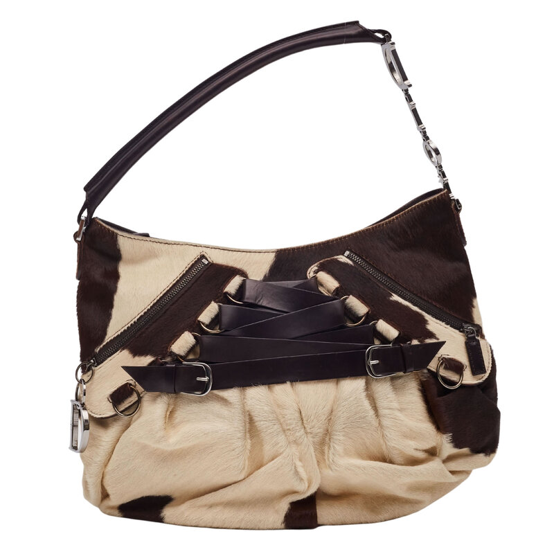 VINTAGE PONY HAIR LEATHER BALLET CORSET SHOULDER BAG CRTBLNCHSHP
