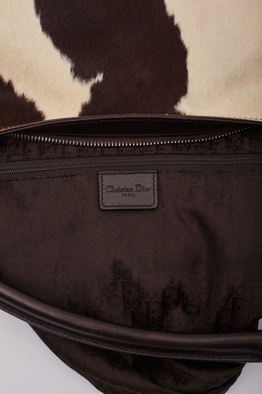 CHRISTIAN DIOR DIOR VINTAGE PONY HAIR & LEATHER BALLET CORSET SHOULDER BAG COW