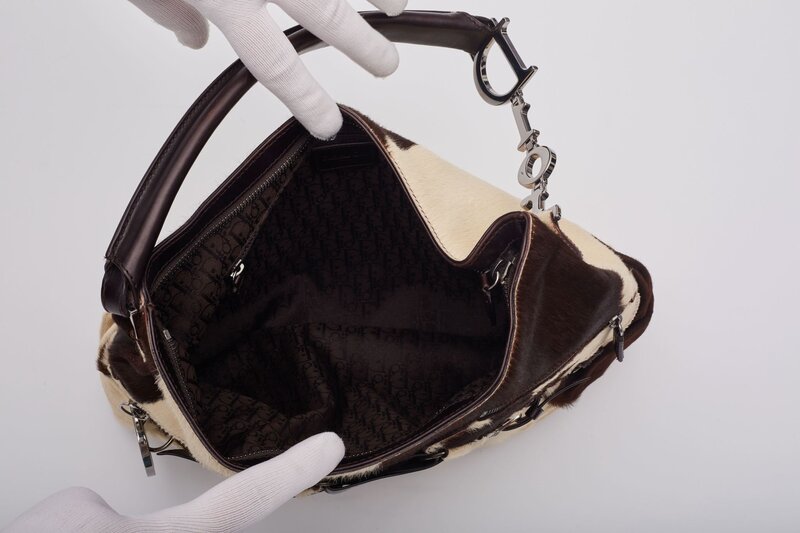 CHRISTIAN DIOR DIOR VINTAGE PONY HAIR & LEATHER BALLET CORSET SHOULDER BAG COW