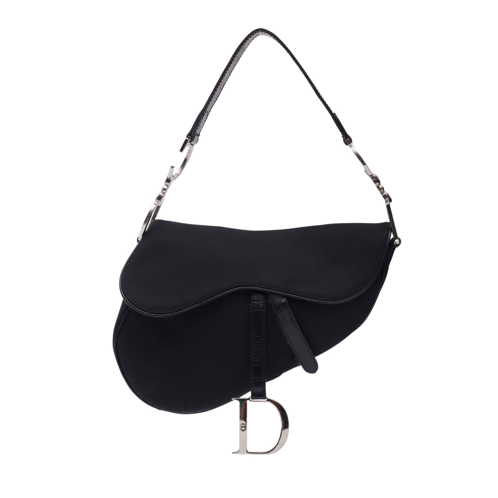 CHRISTIAN DIOR BLACK NYLON SADDLE BAG