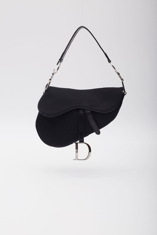 CHRISTIAN DIOR BLACK NYLON SADDLE BAG