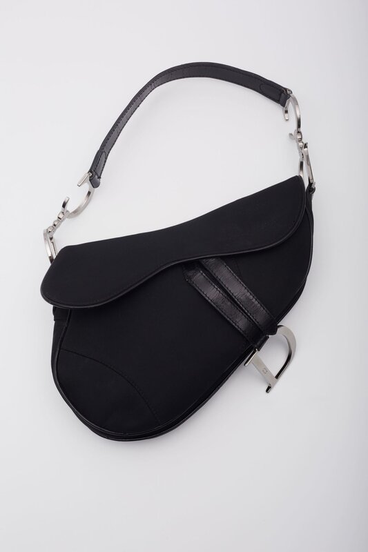 CHRISTIAN DIOR BLACK NYLON SADDLE BAG