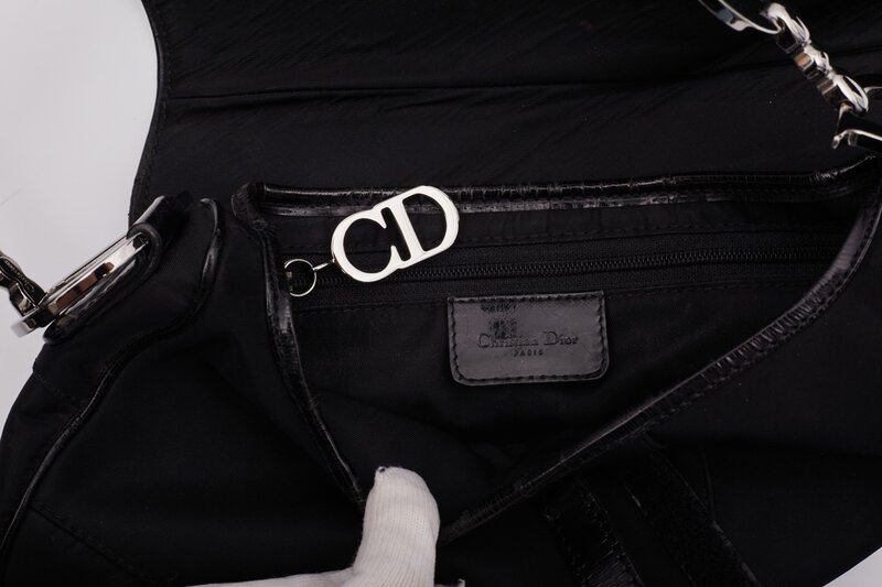 CHRISTIAN DIOR BLACK NYLON SADDLE BAG