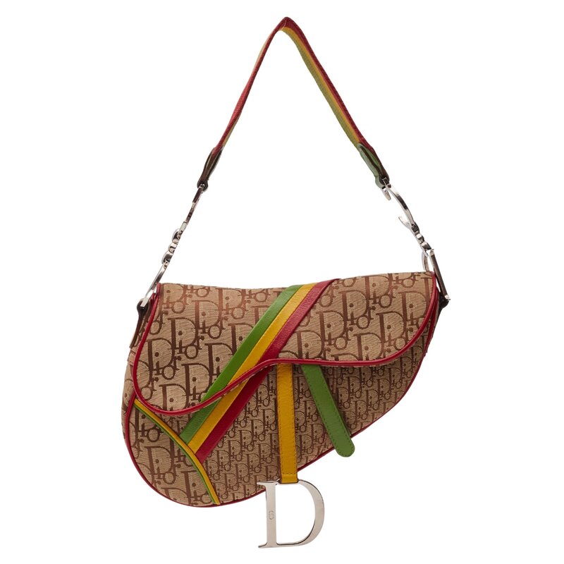 CHRISTIAN DIOR DIORISSIMO MONOGRAM BEIGE RASTA SADDLE BAG