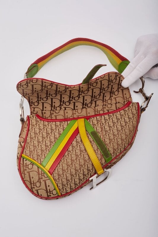 CHRISTIAN DIOR DIORISSIMO MONOGRAM BEIGE RASTA SADDLE BAG