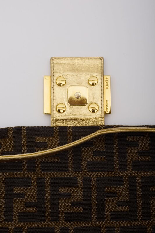 FENDI VINTAGE FF MONOGRAM FLOWER EMBODIED BAGUETTE BAG