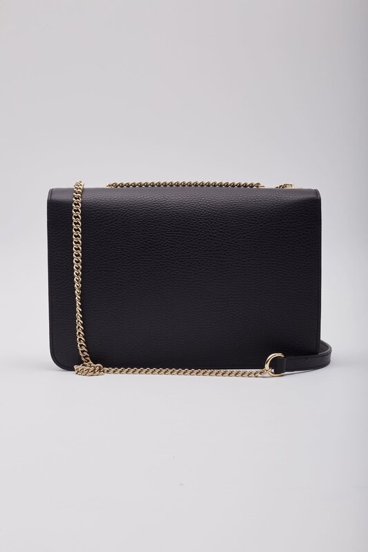 GUCCI GUCCI DOLLAR CALFSKIN INTERLOCKING GG SHOULDER BAG BLACK