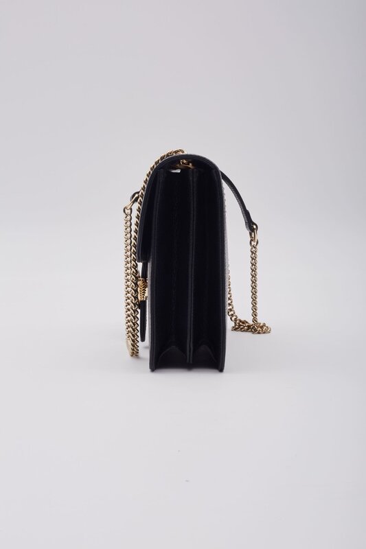 GUCCI GUCCI DOLLAR CALFSKIN INTERLOCKING GG SHOULDER BAG BLACK