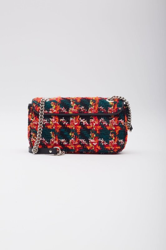GUCCI GUCCI GG MARMONT TWEED BLACK PINK SHOULDER BAG SMALL