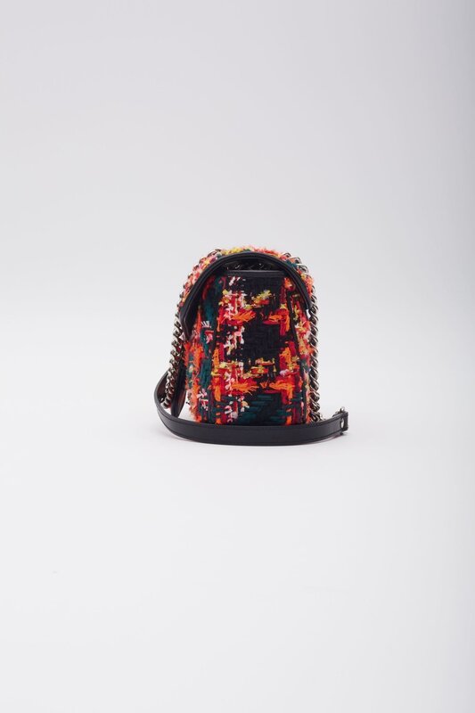 GUCCI GUCCI GG MARMONT TWEED BLACK PINK SHOULDER BAG SMALL