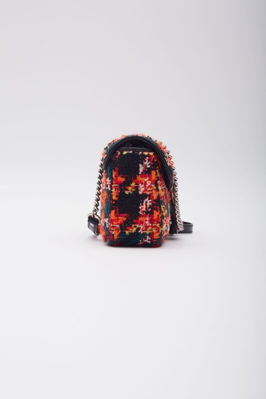GUCCI GUCCI GG MARMONT TWEED BLACK PINK SHOULDER BAG SMALL