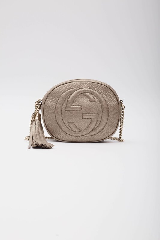 GUCCI METALLIC GOLD LEATHER CHAIN SOHO DISCO CROSSBODY BAG MINI