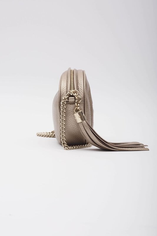 GUCCI METALLIC GOLD LEATHER CHAIN SOHO DISCO CROSSBODY BAG MINI