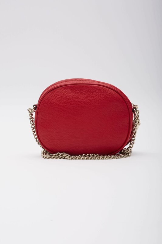 GUCCI GUCCI METALLIC RED LEATHER CHAIN SOHO DISCO CROSSBODY BAG MINI
