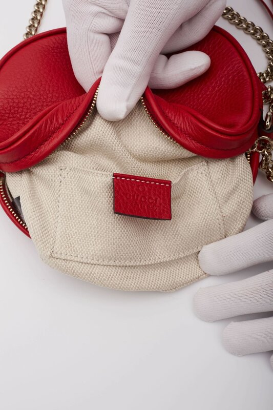 GUCCI GUCCI METALLIC RED LEATHER CHAIN SOHO DISCO CROSSBODY BAG MINI