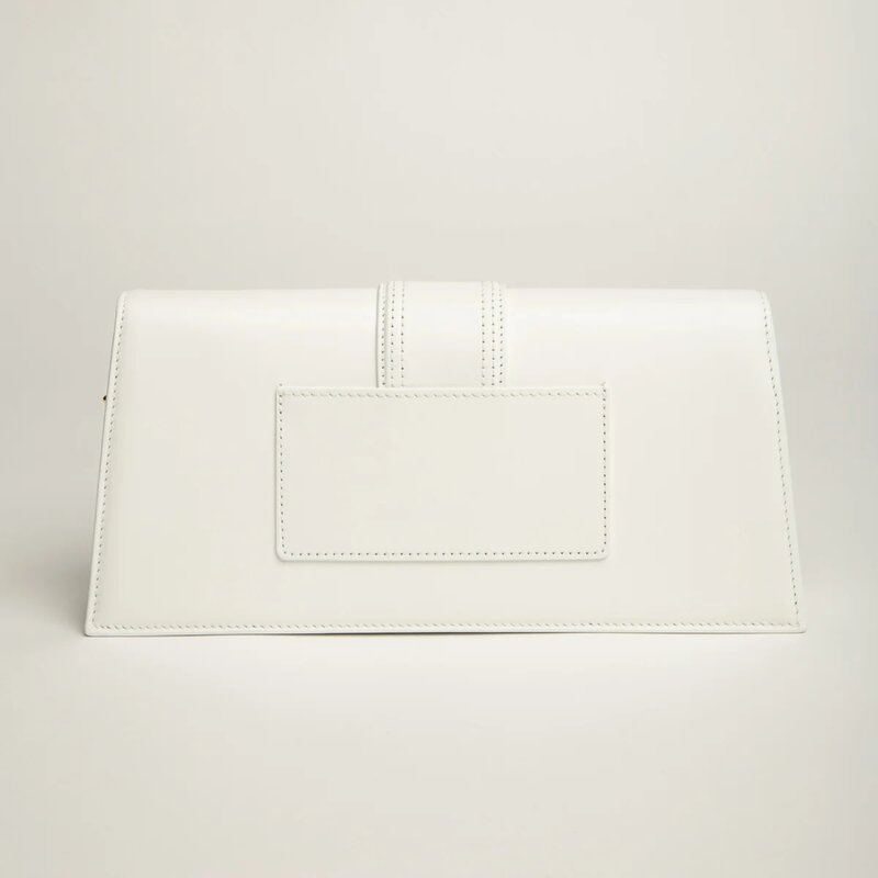 JACQUEMUS LE BAMBINO LONG WHITE LEATHER BAG GOLD HW