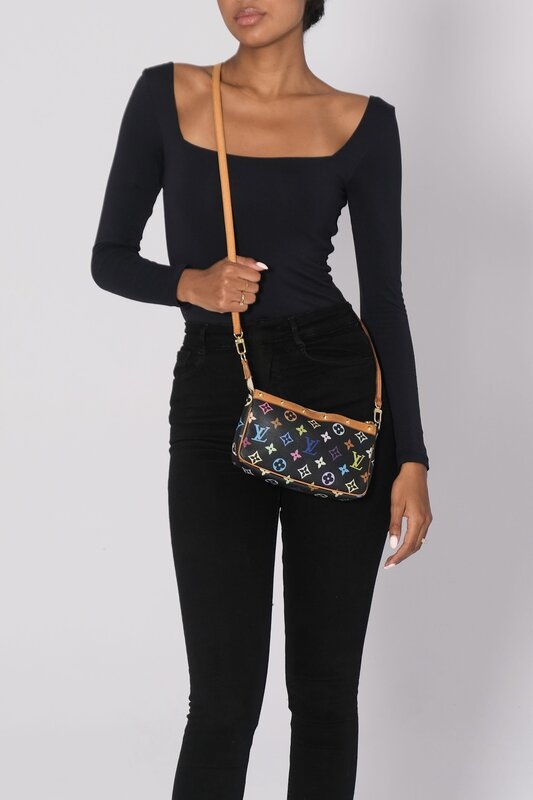 LOUIS VUITTON LOUIS VUITTON MURAKAMI MONOGRAM MULTICOLOR POCHETTE ACCESSORIES BLACK