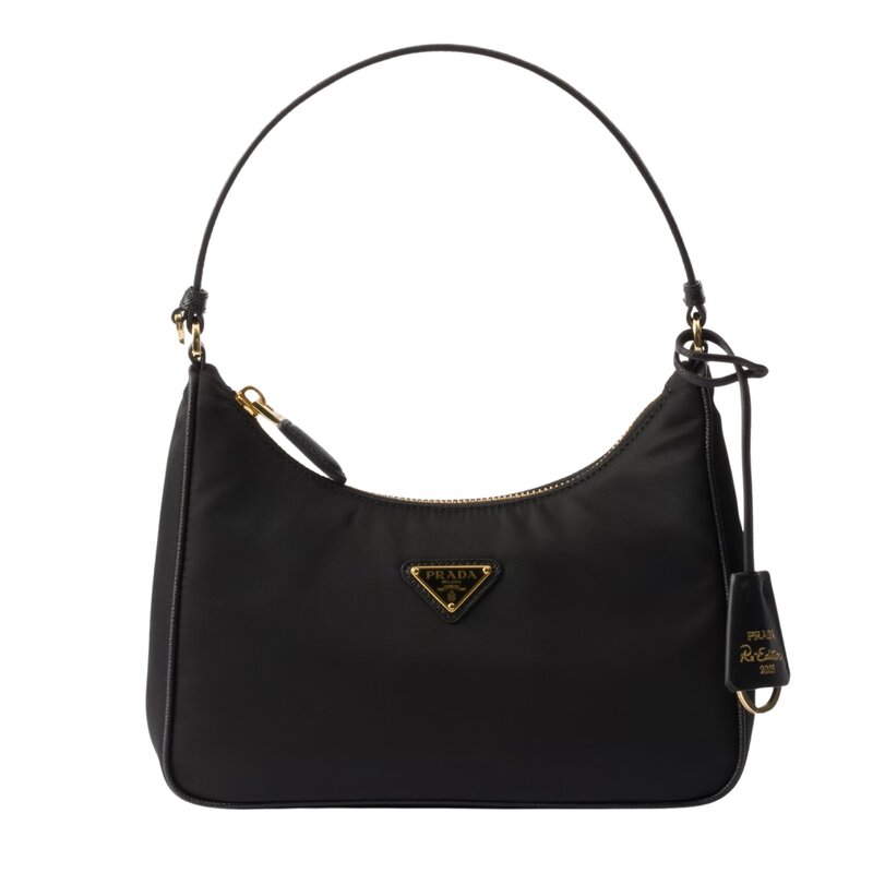 PRADA PRADA RE-EDITION 2005 BLACK RE-NYLON AND SAFFIANO MINI BAG GOLD HARDWARE