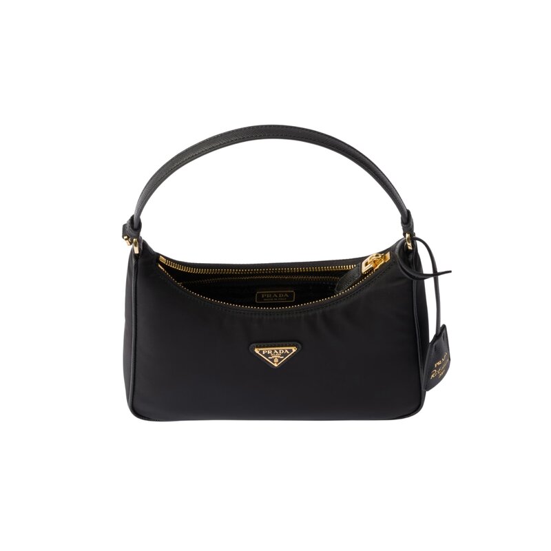 PRADA PRADA RE-EDITION 2005 BLACK RE-NYLON AND SAFFIANO MINI BAG GOLD HARDWARE