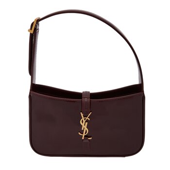 SAINT LAURENT SAINT LAURENT PATENT LE 5 À 7 HOBO BAG DARK RED WINE GOLD METAL PATENT