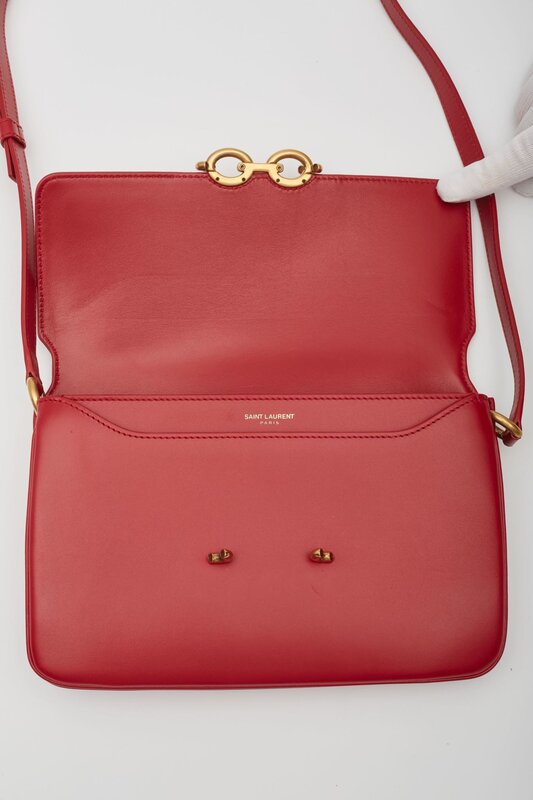 SAINT LAURENT SMOOTH CALFSKIN LE MAILLON SATCHEL RED