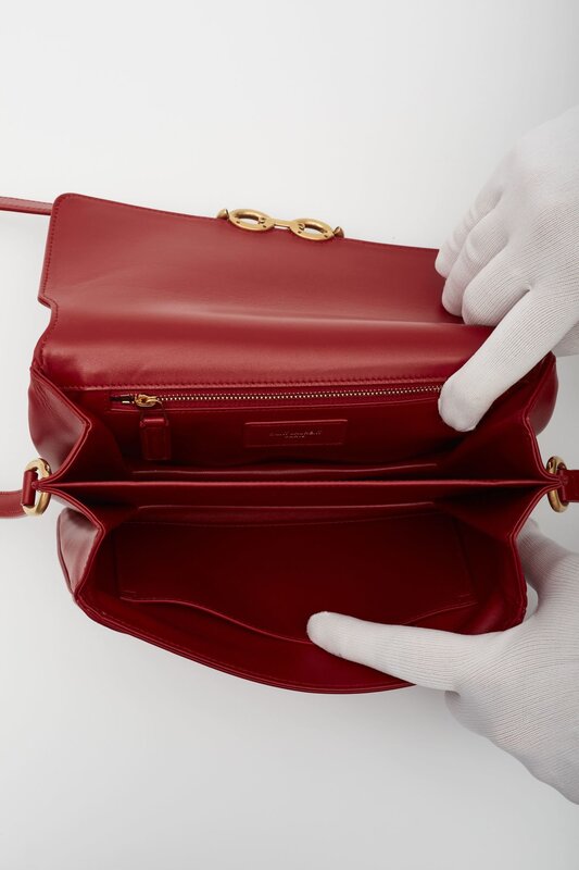 SAINT LAURENT SMOOTH CALFSKIN LE MAILLON SATCHEL RED