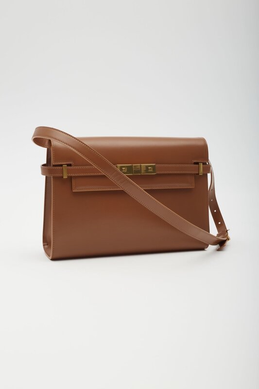SAINT LAURENT SAINT LAURENT SMOOTH CALFSKIN MEDIUM MANHATTAN SHOULDER BAG COGNAC