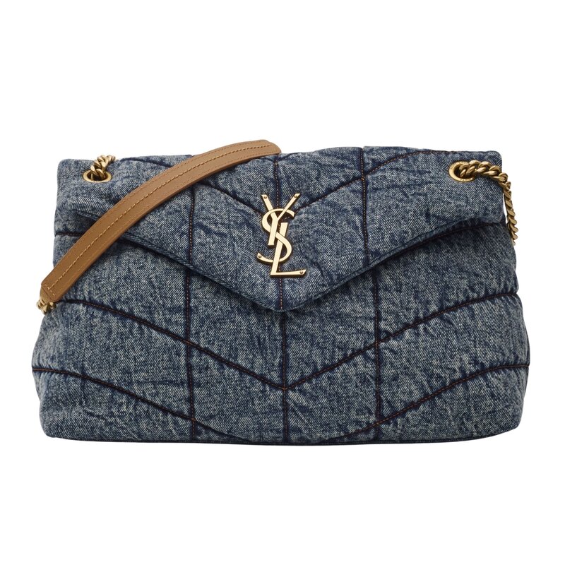 SAINT LAURENT SAINT LAURENT DENIM LOULOU PUFFER SHOULDER BAG MEDIUM
