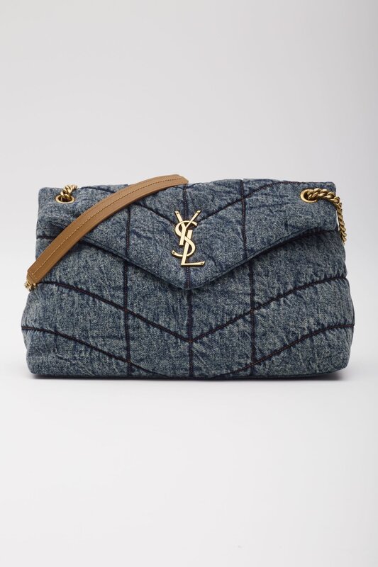 SAINT LAURENT SAINT LAURENT DENIM LOULOU PUFFER SHOULDER BAG MEDIUM