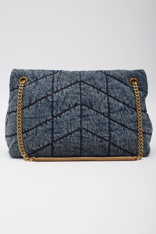 SAINT LAURENT SAINT LAURENT DENIM LOULOU PUFFER SHOULDER BAG MEDIUM