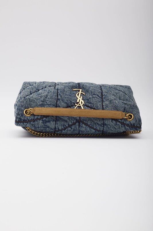 SAINT LAURENT SAINT LAURENT DENIM LOULOU PUFFER SHOULDER BAG MEDIUM
