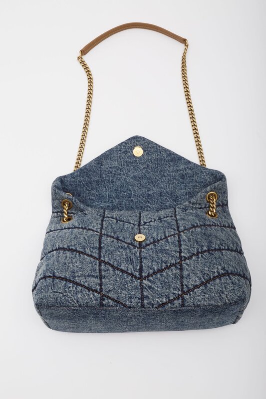 SAINT LAURENT SAINT LAURENT DENIM LOULOU PUFFER SHOULDER BAG MEDIUM