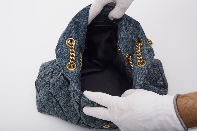 SAINT LAURENT SAINT LAURENT DENIM LOULOU PUFFER SHOULDER BAG MEDIUM