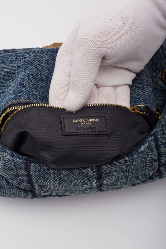 SAINT LAURENT SAINT LAURENT DENIM LOULOU PUFFER SHOULDER BAG MEDIUM