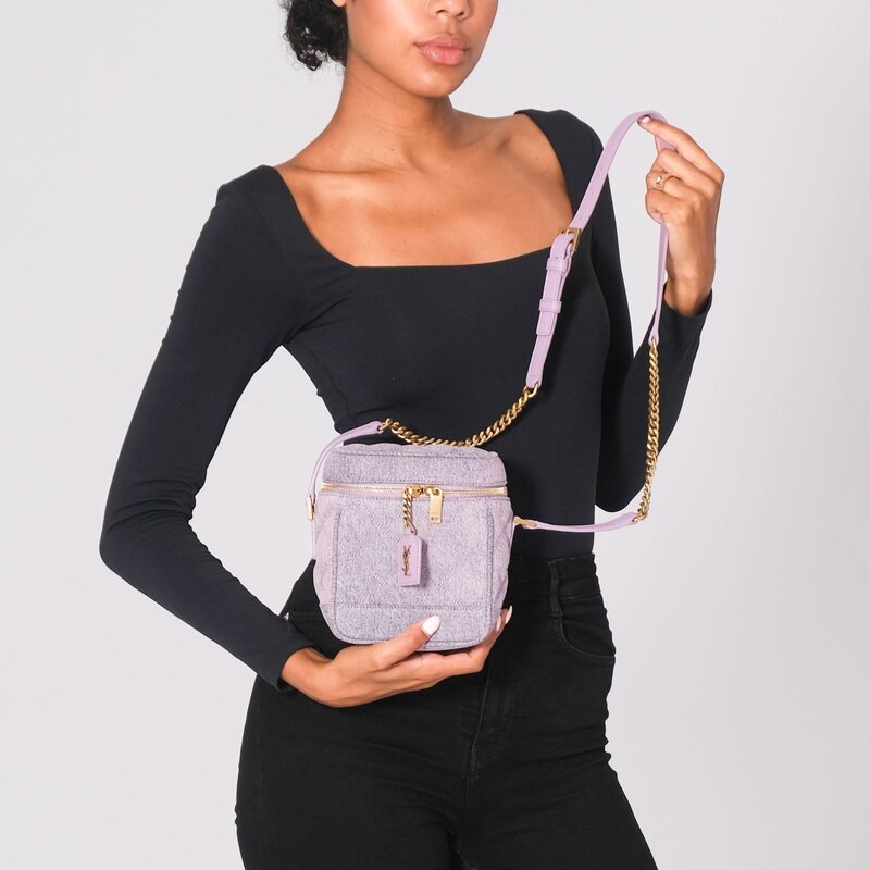 SAINT LAURENT CANVAS LILAC VANITY SHOULDER BAG