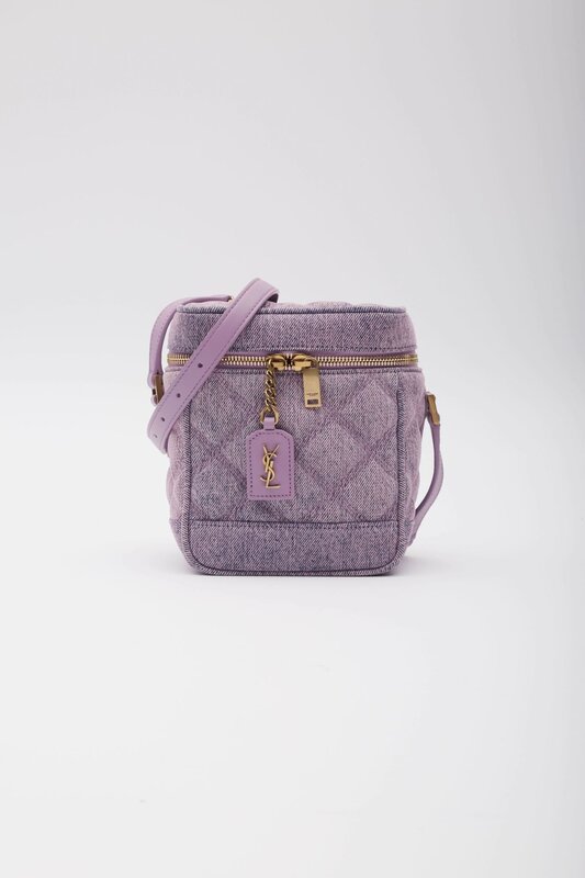 SAINT LAURENT CANVAS LILAC VANITY SHOULDER BAG