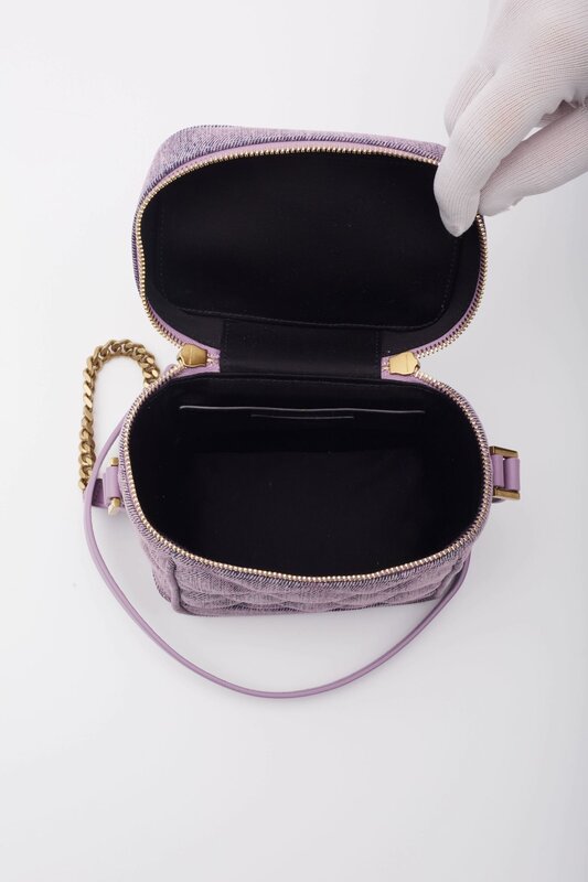 SAINT LAURENT CANVAS LILAC VANITY SHOULDER BAG