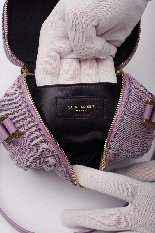 SAINT LAURENT CANVAS LILAC VANITY SHOULDER BAG