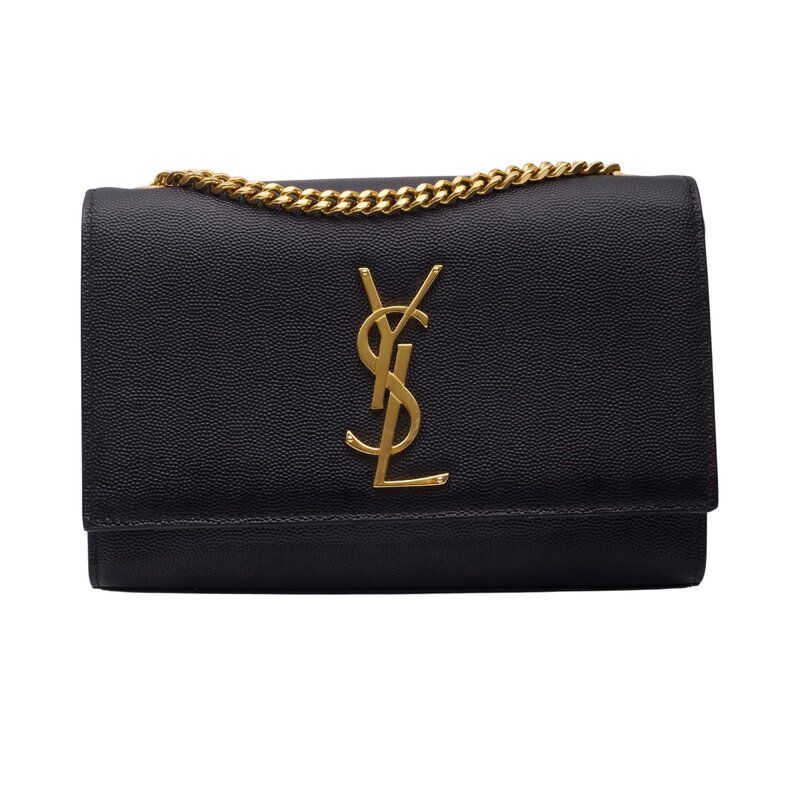 SAINT LAURENT SAINT LAURENT GRAIN DE POUDRE BLACK KATE CHAIN BAG MEDIUM 449890