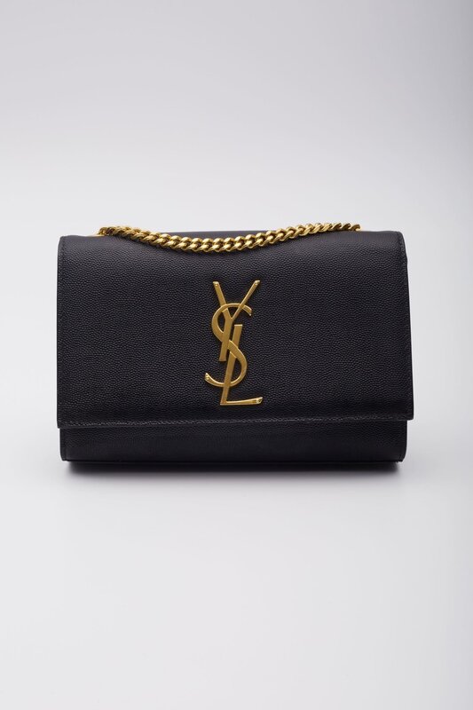 SAINT LAURENT SAINT LAURENT GRAIN DE POUDRE BLACK KATE CHAIN BAG MEDIUM 449890