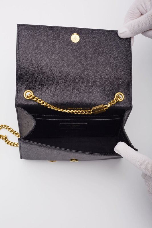 SAINT LAURENT SAINT LAURENT GRAIN DE POUDRE BLACK KATE CHAIN BAG MEDIUM 449890