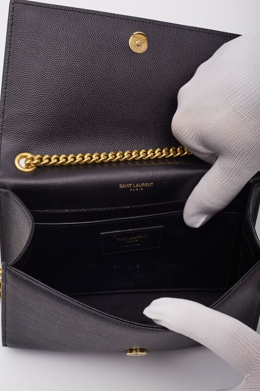 SAINT LAURENT SAINT LAURENT GRAIN DE POUDRE BLACK KATE CHAIN BAG MEDIUM 449890