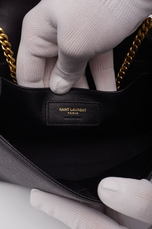 SAINT LAURENT SAINT LAURENT GRAIN DE POUDRE BLACK KATE CHAIN BAG MEDIUM 449890
