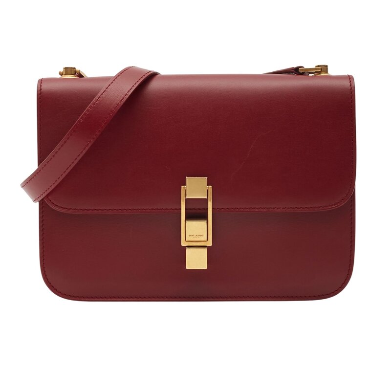 SAINT LAURENT LEATHER RED OPYUM LE CARRE SHOULDER BAG