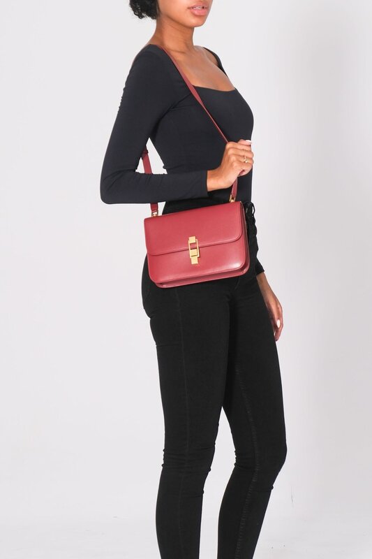 SAINT LAURENT SAINT LAURENT LEATHER RED OPYUM LE CARRE SHOULDER BAG
