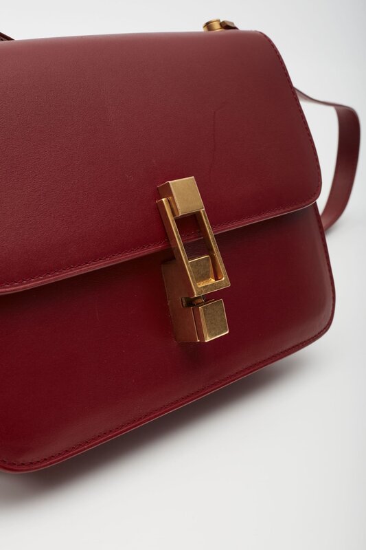 SAINT LAURENT LEATHER RED OPYUM LE CARRE SHOULDER BAG